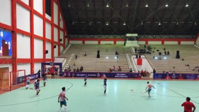 Laga final Futsal KNPI Cup 2025 di Gedung Beladiri Dispora Kukar
