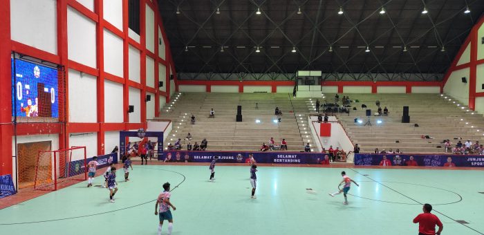 Laga final Futsal KNPI Cup 2025 di Gedung Beladiri Dispora Kukar
