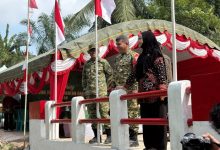 Bupati Berau Sri Juniarsih Mas menghadiri peresmian Jembatan Perintis Garuda di Kampung Labanan Makmur, Kecamatan Teluk Bayur, Kamis (13/8/2026).
