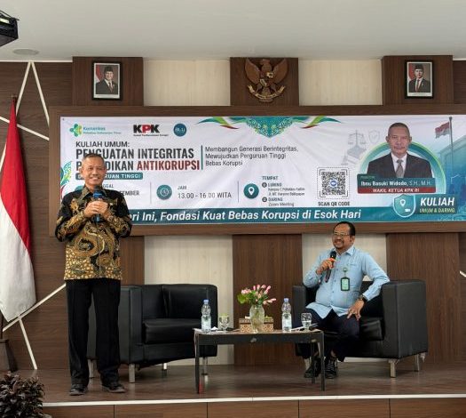 Wakil Ketua KPK, Ibnu Basuki Widodo menghadiri Kuliah Umum Penguatan Integritas Pendidikan Antikorupsi di Poltekkes Kementerian Kesehatan Kalimantan Timur, Senin (21/9/2026).
