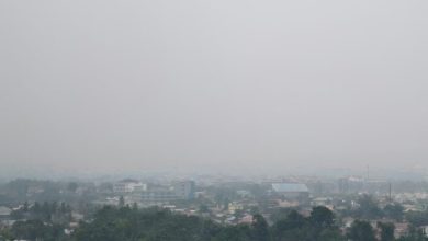 Kondisi Kabut Asap di Wilayah Kecamatan Muara Muntai, Kabupaten Kutai Kartanegara.