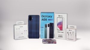 Setiap pembelian Galaxy A08 akan mendapatkan paket aksesoris komplit berupa Travel Adapter + Cable, Earphone Cable, Clear Case.