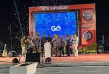 Bupati Kukar Aulia Rahman Basri ketika meluncurkan aplikasi Kukar Go dan Resmikan Arbizz Space di Kawasan Tua Himba Jembatan Kukar, Sabtu (3/10/2026).