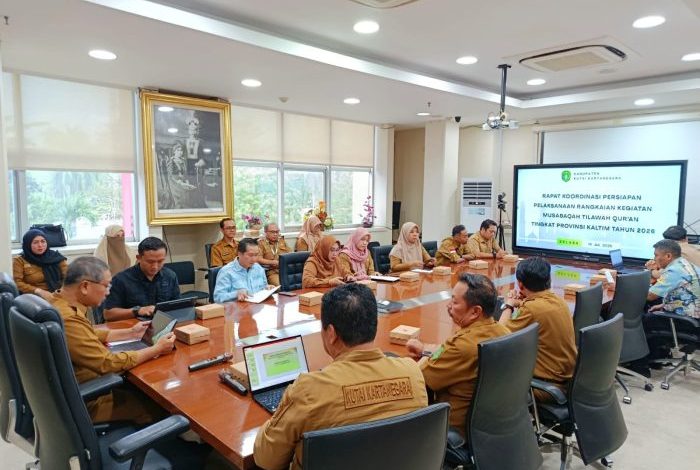 Rapat koordinasi persiapan pelaksanaan MTQH ke-46 Tingkat Provinsi Kalimantan Timur (Kaltim) di Ruang Rapat Sekda Kukar, Kamis (8/10/2026).